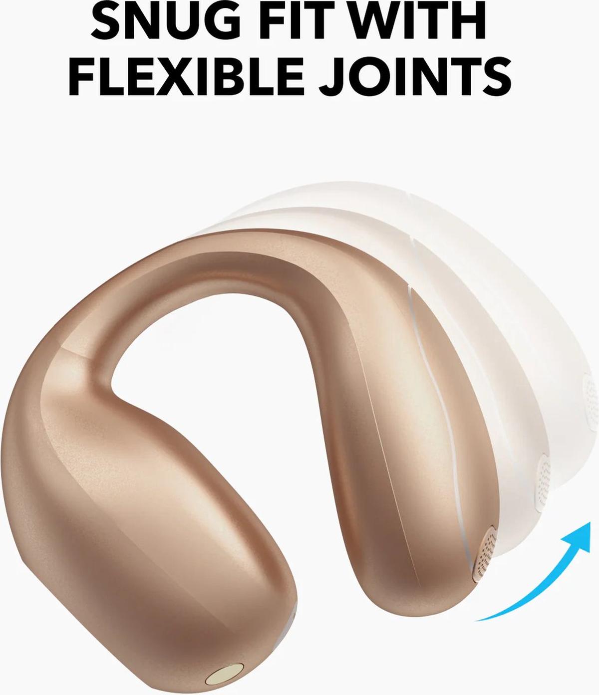 Soundcore by Anker C40i Draadloze Open-Ear Oordopjes Goud - Earbuds - clip-on, flexibel joint design, knopbediening, lichtgewicht comfort, stabiele pasvorm met bevestigbare grips, uitgebreide drivers voor een helder geluid