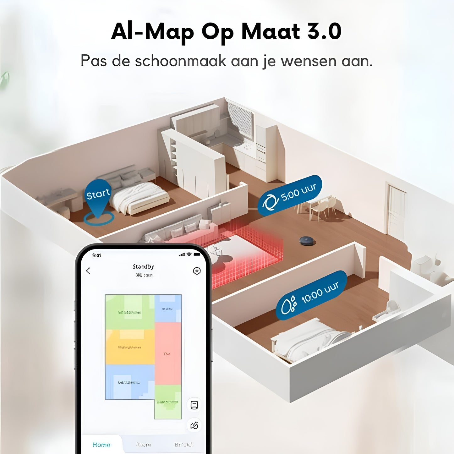 Eufy Clean X10 Pro Omni Wit robotstofzuiger met dweil - Robot Vacuum 8000 Pa zuigkracht, tapijt detectie AI-obstakel vermijding, wast en droogt de dweil, automatisch legen en vullen