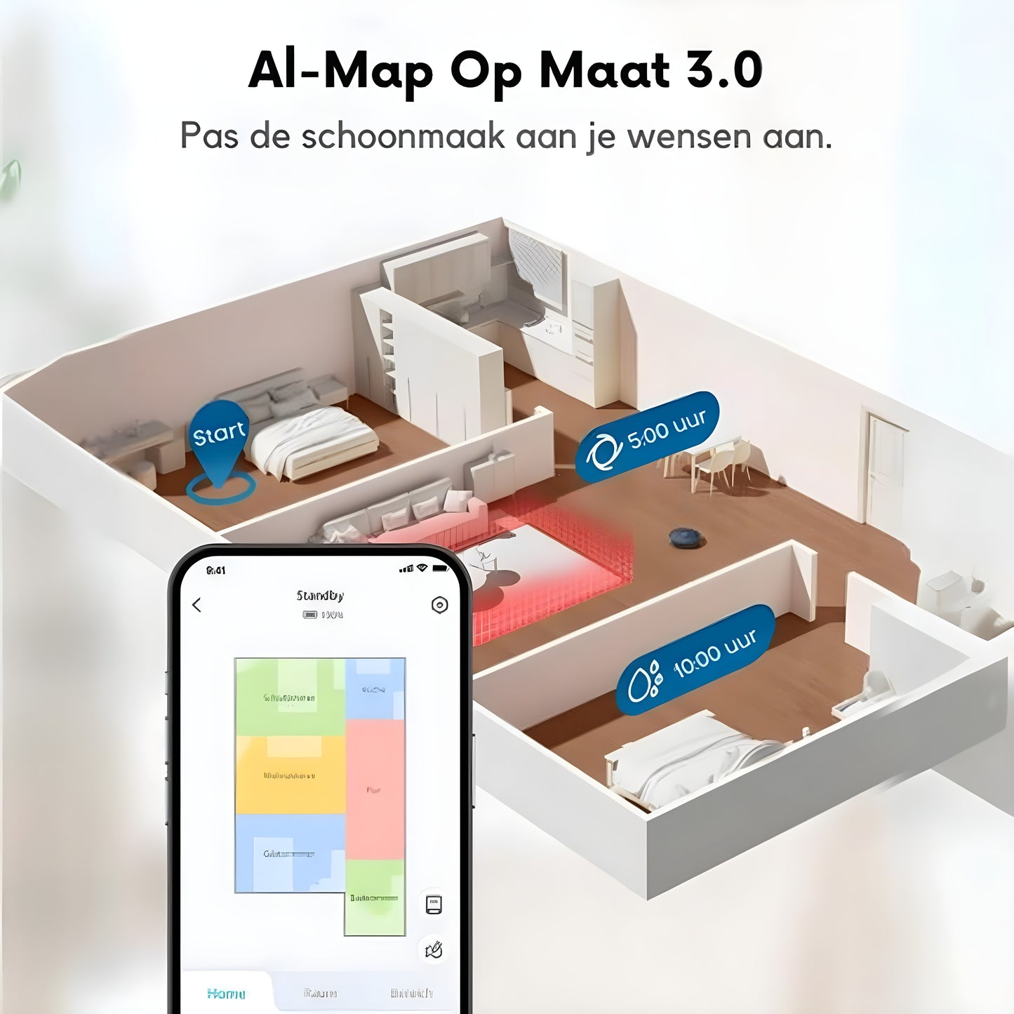 eufy Clean X10 Pro Omni robotstofzuiger met dweil - Robot Vacuum 8000 Pa zuigkracht, tapijt detectie AI-obstakel vermijding, wast en droogt de dweil, automatisch legen en vullen