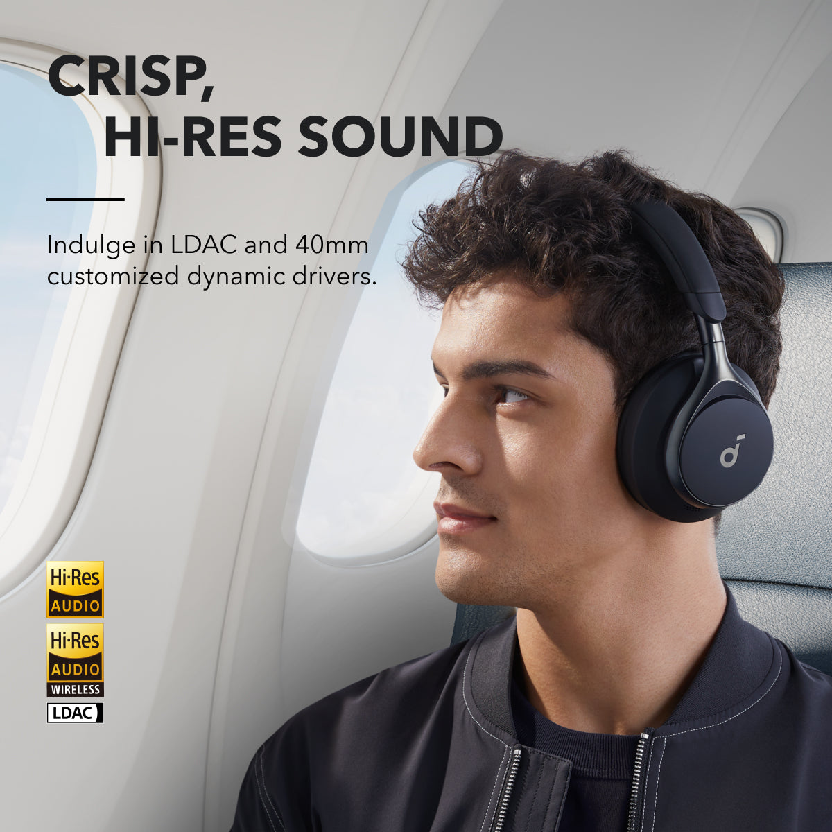 soundcore by Anker Space One-Koptelefoon met Adaptieve en Actieve Ruisonderdrukking- 2X zo sterke stemmendemping-40 u speeltijd-Appbediening- LDAC Hi-Res Wireless Audio-Comfortabel-Bluetooth 5.3