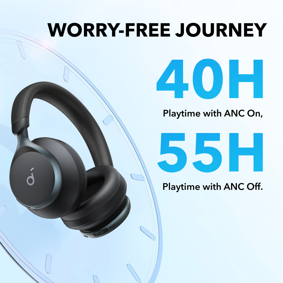 soundcore by Anker Space One-Koptelefoon met Adaptieve en Actieve Ruisonderdrukking- 2X zo sterke stemmendemping-40 u speeltijd-Appbediening- LDAC Hi-Res Wireless Audio-Comfortabel-Bluetooth 5.3