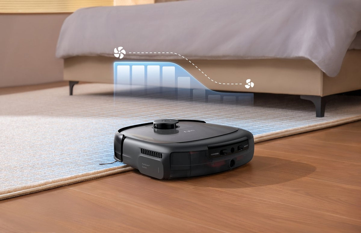 eufy Robotstofzuiger Omni E28, draagbare dieptereiniger, HydroJet systeem, 20.000 Pa zuigkracht, DuoSpiral ontklittende borstels, CornerRover arm, alles-in-één station