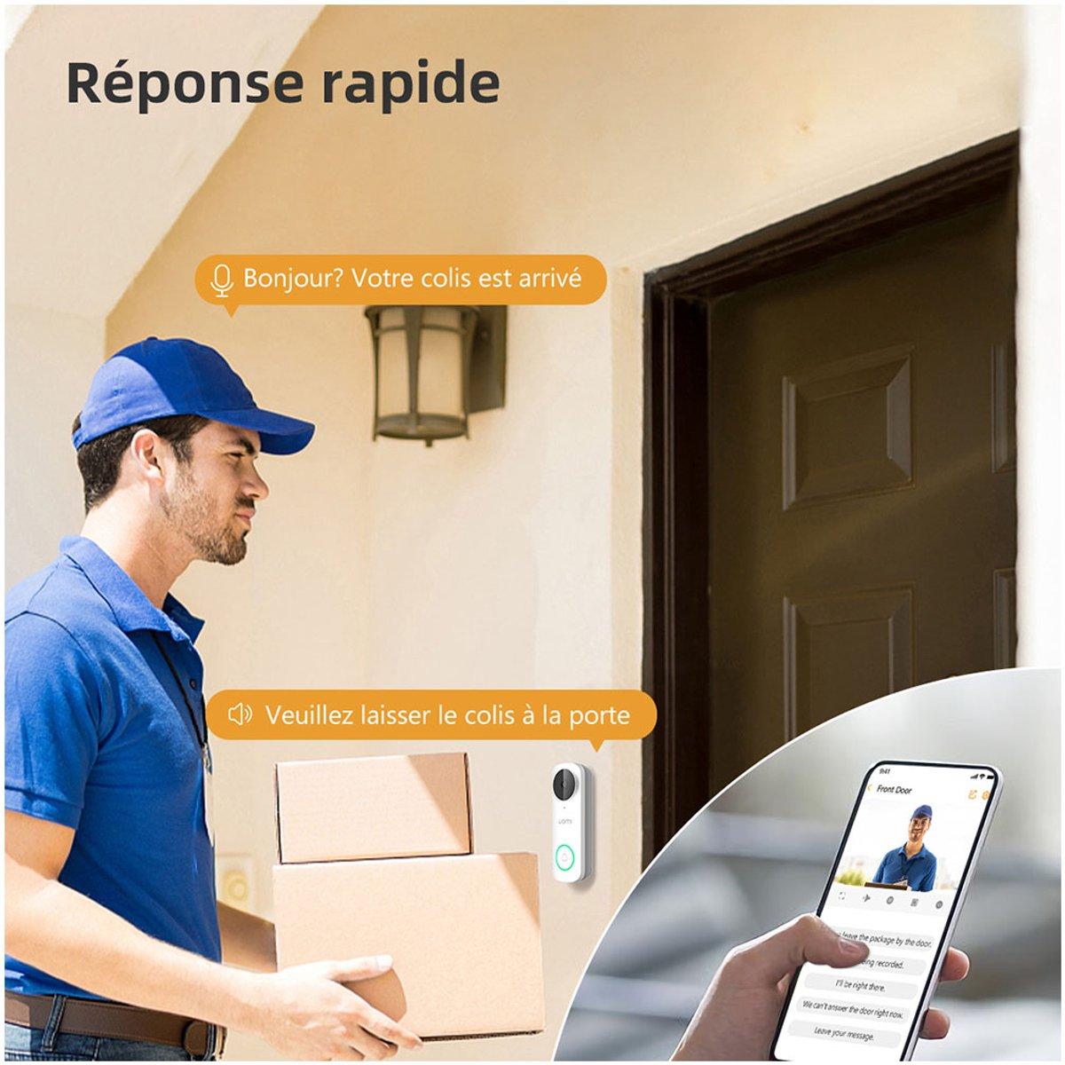 Imou DB61i - Slimme Videodeurbel Bedraad - 5MP (2560x1920) - 164 graden zicht - Persoonsdetectie - IP65 Weerbestendig - Alexa - Dual Band 2.4GHz en 5GHz Wifi - Persoonlijk Spraakbericht Instellen - Instelbare Detectiezone