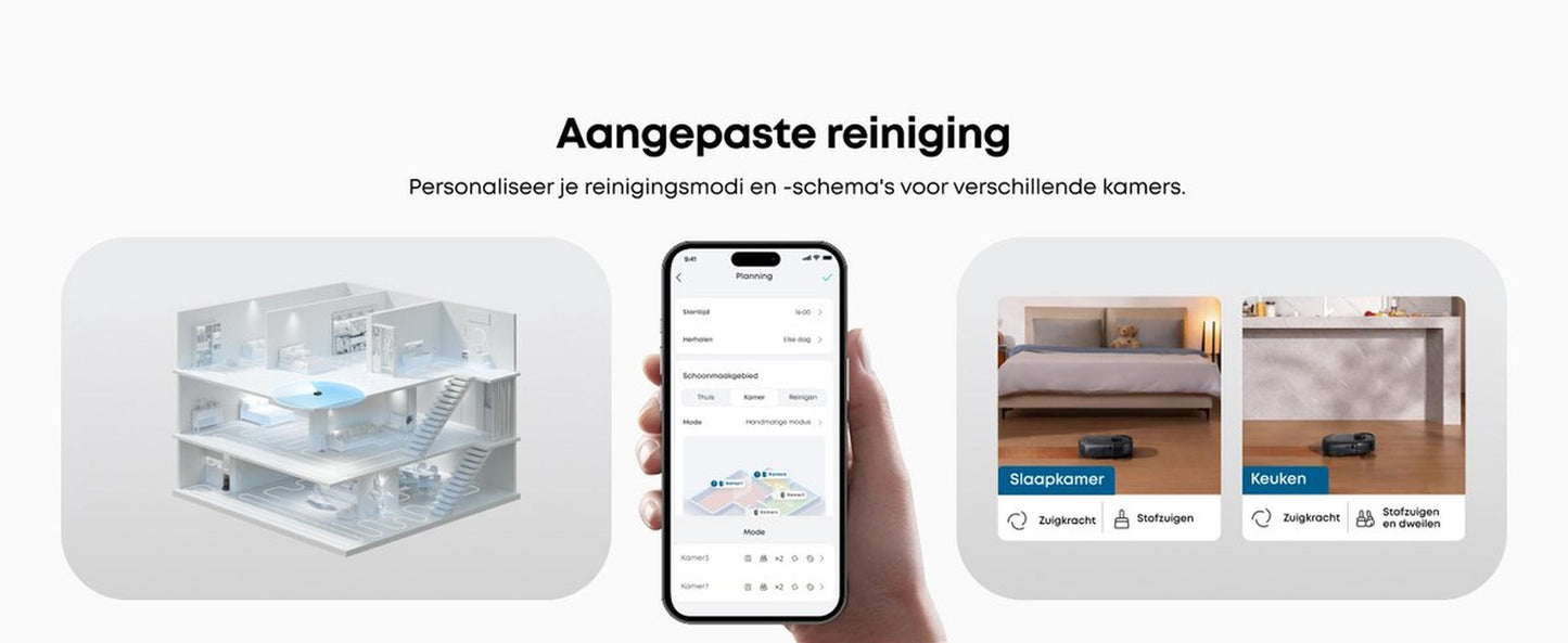Eufy Robotstofzuiger Omni E25, HydroJet dweilsysteem, 20.000 Pa zuigkracht, DuoSpiral borstels die ontklitten, CornerRover arm voor het schoonmaken van hoeken, alles-in-één station