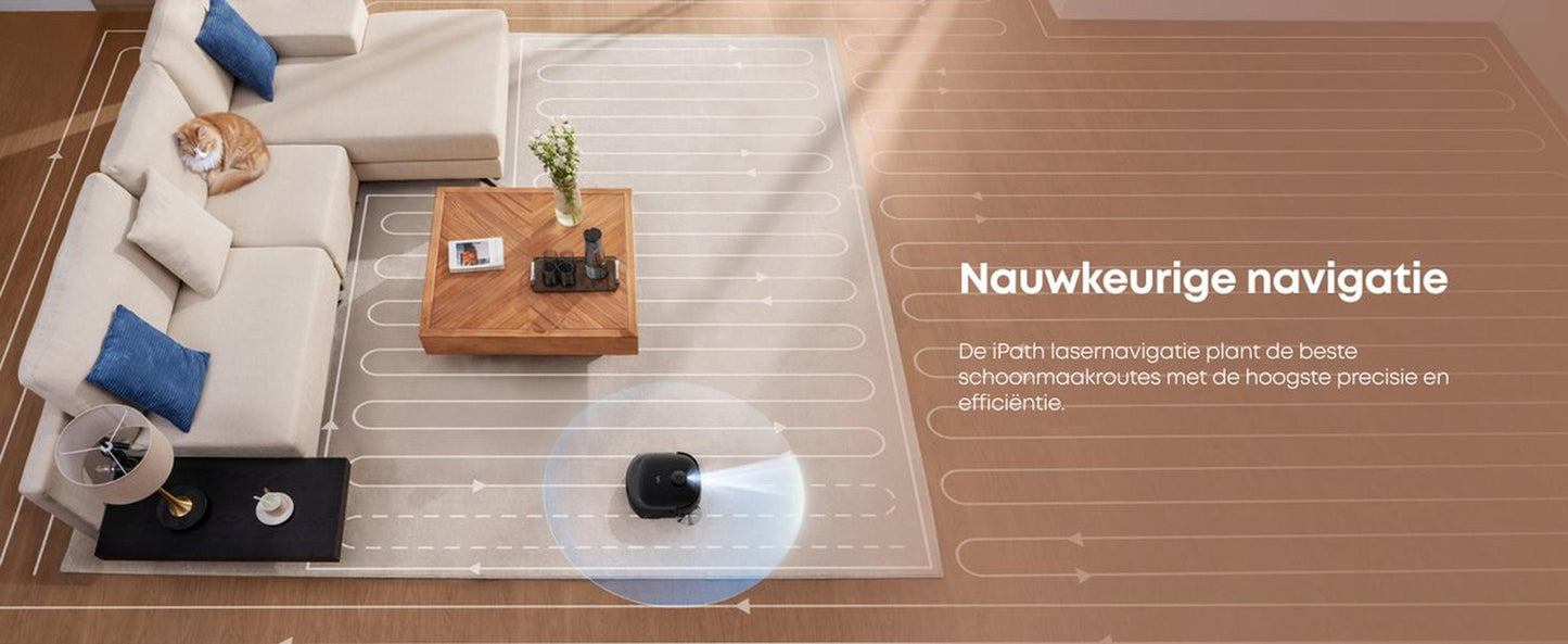 Eufy Robotstofzuiger Omni E25, HydroJet dweilsysteem, 20.000 Pa zuigkracht, DuoSpiral borstels die ontklitten, CornerRover arm voor het schoonmaken van hoeken, alles-in-één station