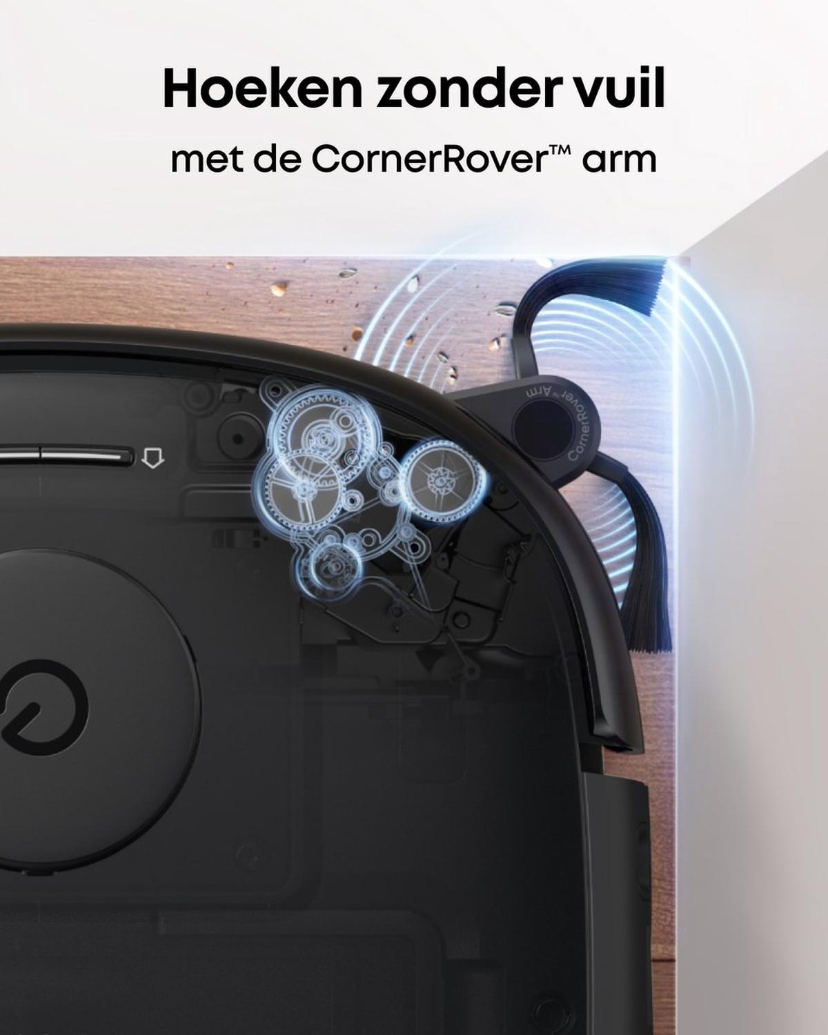 Eufy Robotstofzuiger Omni E25, HydroJet dweilsysteem, 20.000 Pa zuigkracht, DuoSpiral borstels die ontklitten, CornerRover arm voor het schoonmaken van hoeken, alles-in-één station