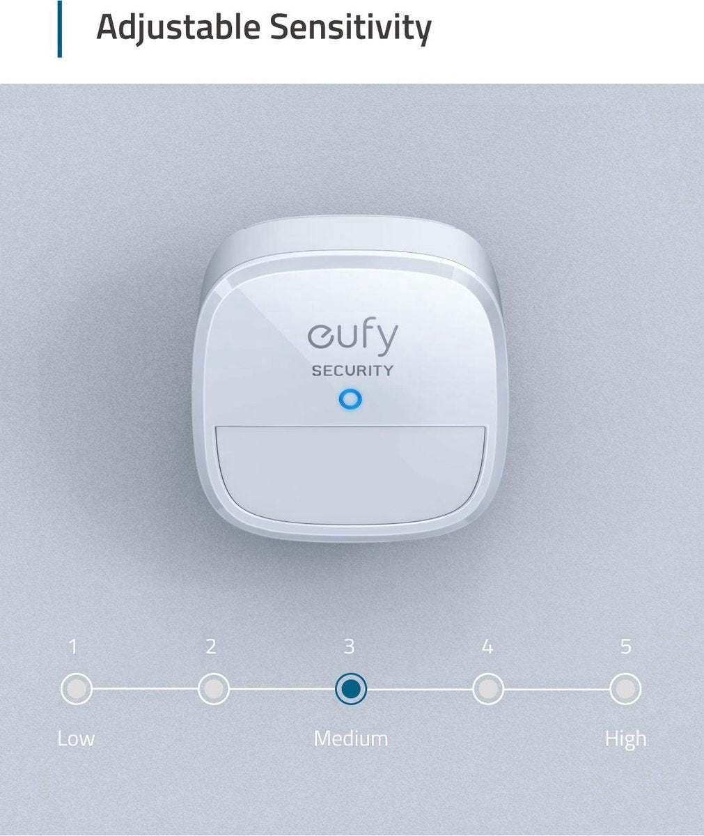 2x Eufy Security-Bewegingssensor- beveiligingssysteem met alarm- 100° gezichtsveld-9 m bereik-2 jaar batterij- instelbare gevoeligheid-regelt HomeBase bewakingsapparaten-HomeBase noodzakelijk