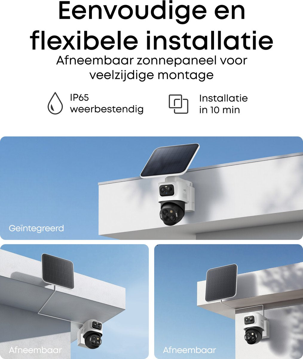 eufy Security eufyCam S4 2-camera set - Beveiligingscamera buiten - triple lens Bullet-PTZ - 4K UHD - 360° pan & tilt - auto-tracking - 8× zoom - kleurennachtzicht - uitbreidbare opslag