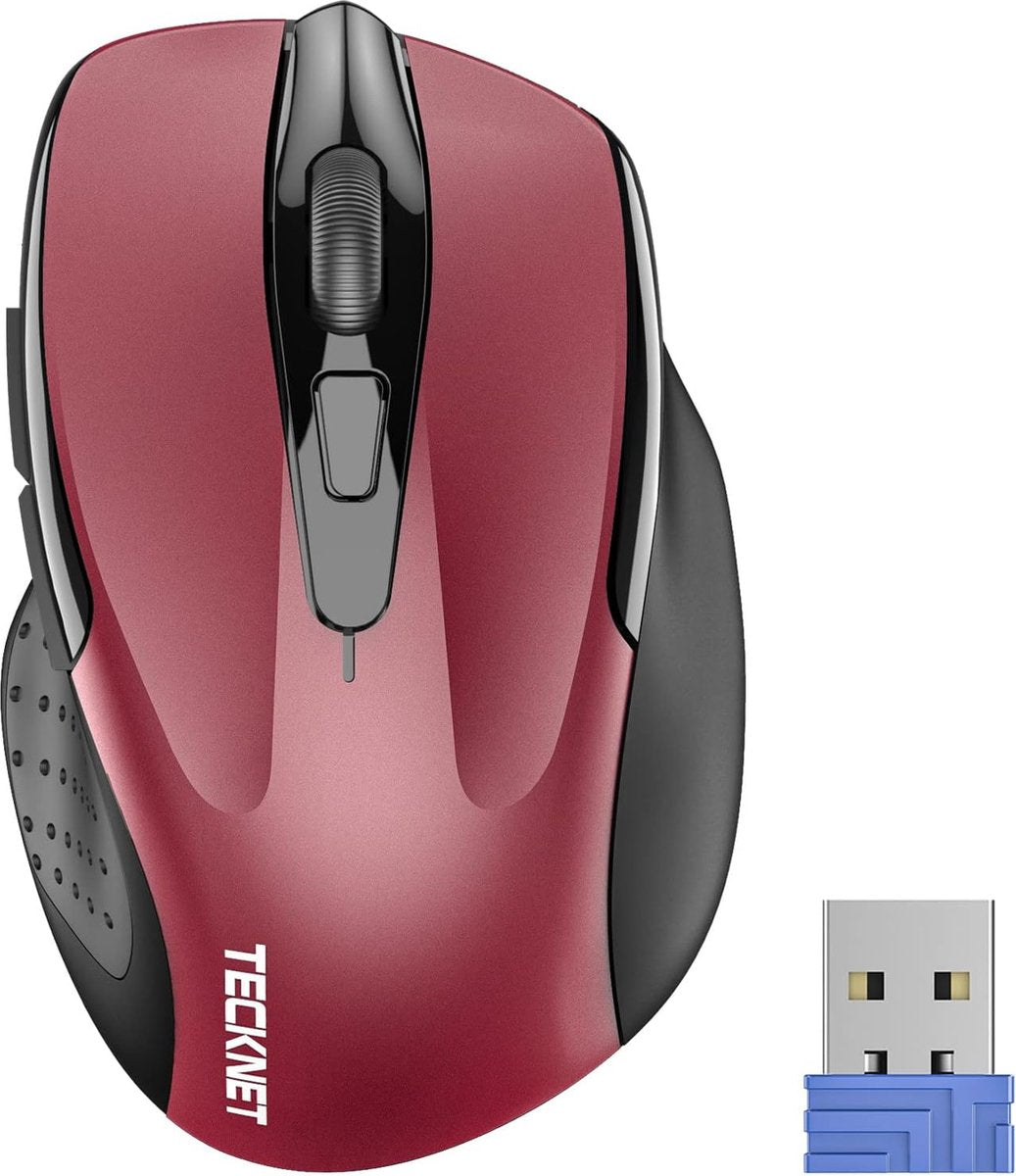 TeckNet Pro 2.4G Draadloze Muis, M3 | 2600DPI | Rood