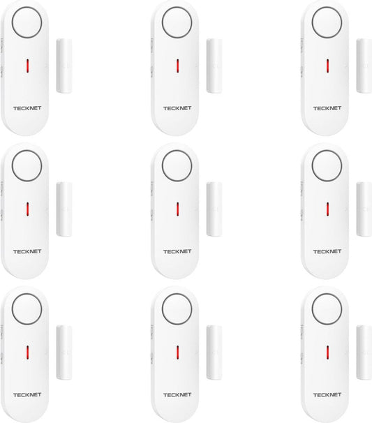 Tecknet DeurAlarm - Deur Sensor - Raam en Deur Alarm - Huis beveiliging - Magnetisch alarm - 100dB - 9 stuks