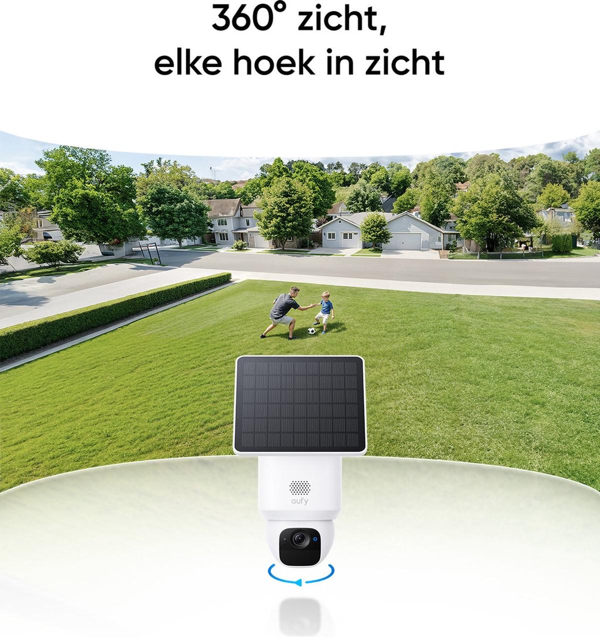 eufy Security Solo Camera E30 – SoloCam - 2K HD-resolutie – 360° Pan & 70° Tilt – AI Auto Lock en Tracking – Zonne-energie met SolarPlus™ Technologie – Geen Abonnementskosten – Draadloze Beveiligingscamera