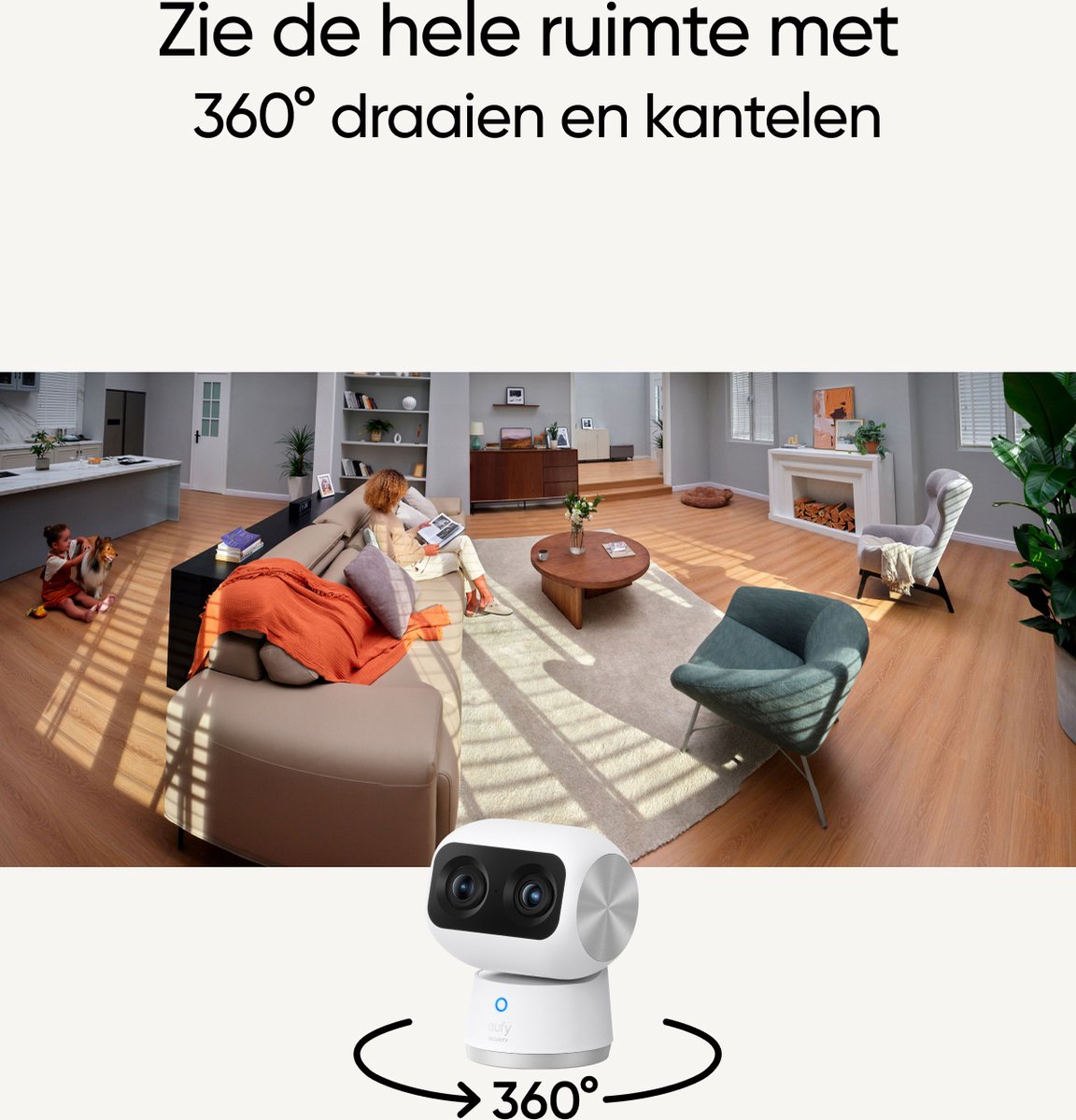 Eufy S350 4K Indoor Beveiligingscamera voor binnen - Bedraad - Wit