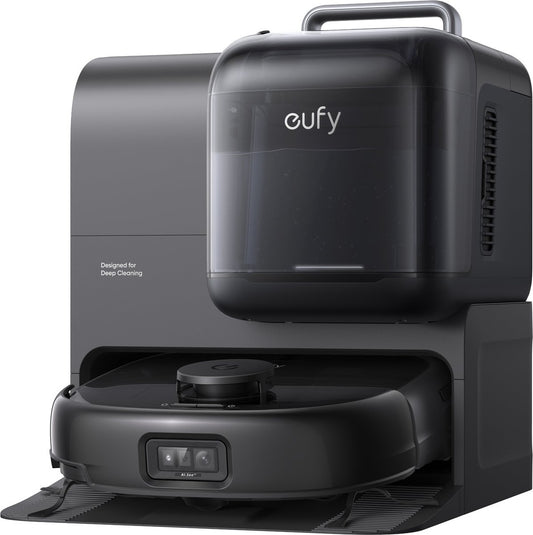 eufy Robotstofzuiger Omni E28, draagbare dieptereiniger, HydroJet systeem, 20.000 Pa zuigkracht, DuoSpiral ontklittende borstels, CornerRover arm, alles-in-één station