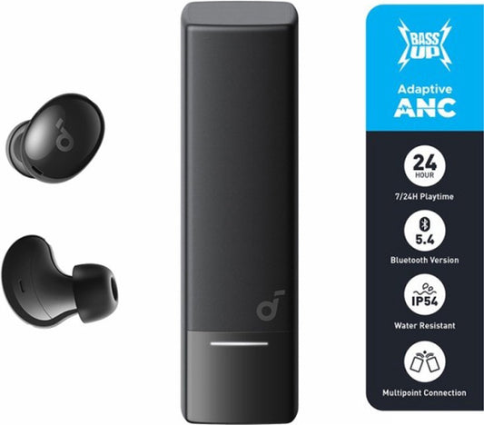 soundcore A30i NEW, noise cancelling oordopjes, lipstick-vormig ontwerp, klein, lichtgewicht comfort, helder geluid, 24 uur speeltijd, IP54, draadloze oordopjes, Bluetooth 5.4-L - Zwart