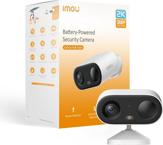 Imou Cell Go Full Color - Beveiligingscamera - 2K Draadloos Bewakingscamera Voor Buiten - 5000 mAH Accu - Eenvoudige Installatie - AI-Persoonsdetectie - Met Opslag - Smart Full Color Night Vision - IP65 Weerbestendig - Compatibel Met Zonnepaneel