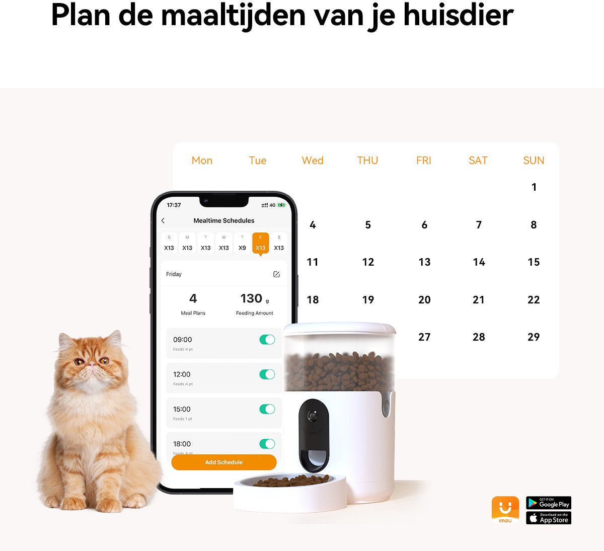 IMOU NEW 2025 Slimme AI Huisdiervoeder met Camera – 4L AI Pet Feeder - Automatische Voerbak voor Kat & Hond – Met App-bediening