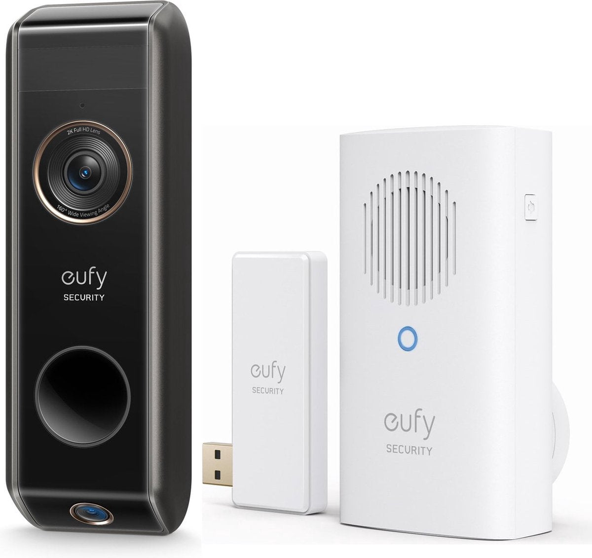 Eufy Dual 2 Pro 2K Draadloze Video Deurbel Uitbreiding inclusief verstelbare camera + Deurbelgong