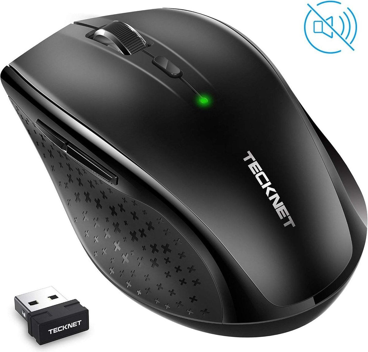 TeckNet Pro 2.4G Draadloze Muis | Geluidsarm - No Noise - No Sound - Geluidsarme - Geruisloos - Super Stille muis | 6 Knoppen | Tot 30 Maanden batterijduur | 3000DPI | Zwart