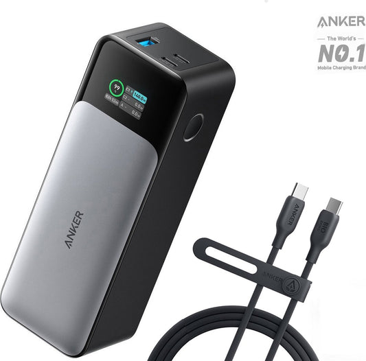 Anker 737 - Power Bank (PowerCore 24K) + Anker 100W USB C-naar USB C-kabel (180 cm, Black) USB 2.0 Biologische oplaadkabel