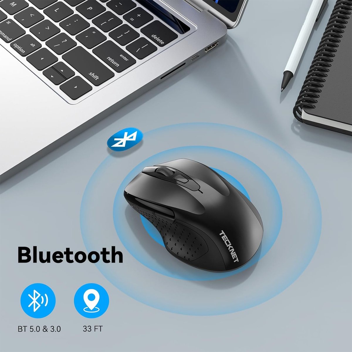 TeckNet Pro Bluetooth Draadloze Muis | 3200DPI / 5 levels - Zwart