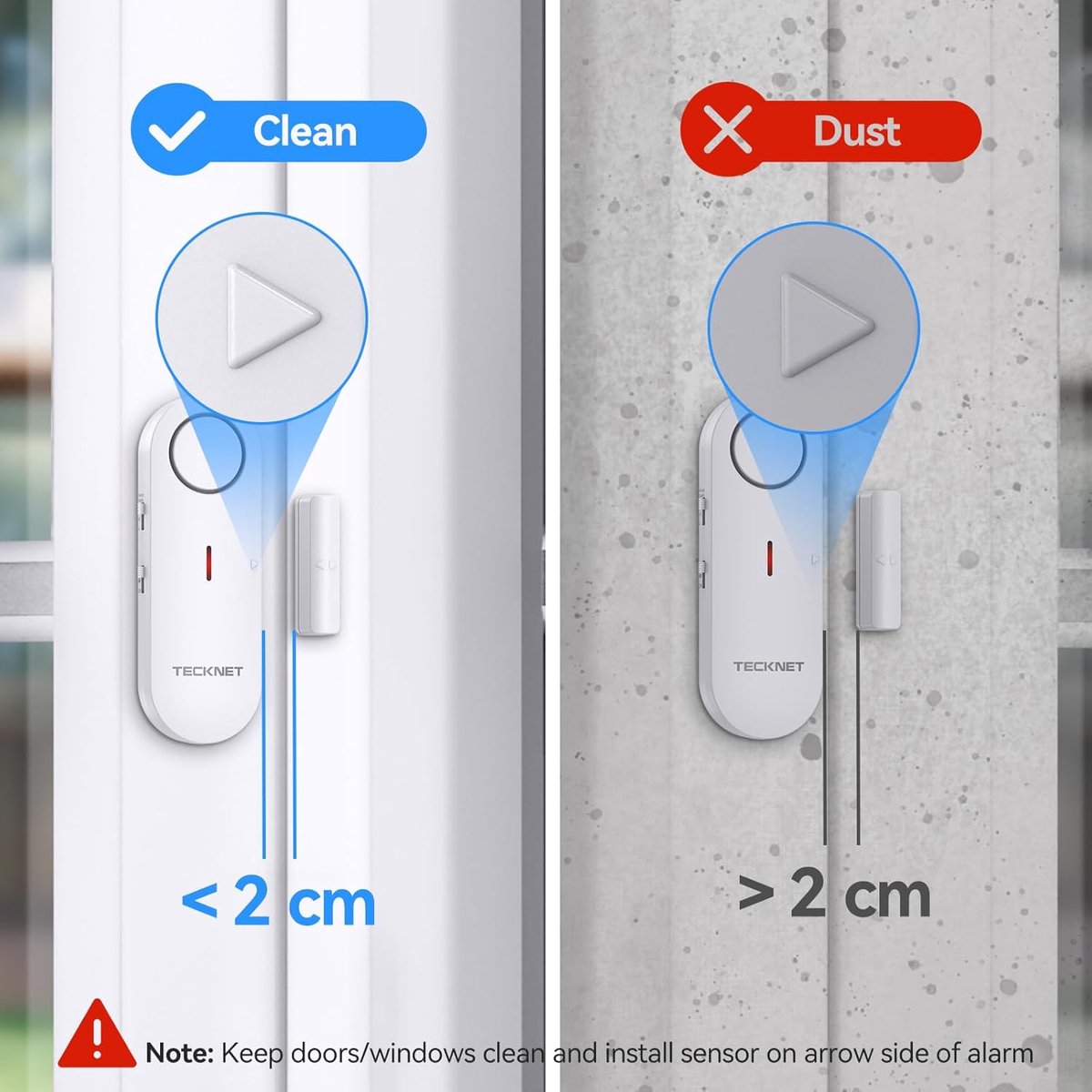 Tecknet DeurAlarm - Deur Sensor - Raam en Deur Alarm - Huis beveiliging - Magnetisch alarm - 100dB - 3 stuks