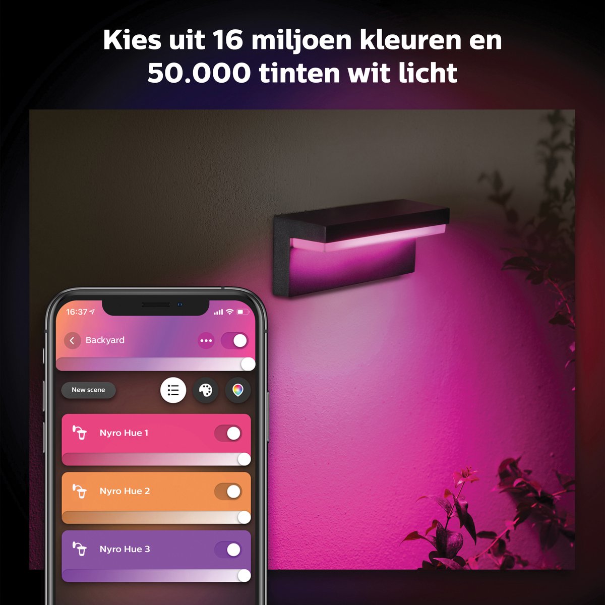 Philips Hue Nyro muurlamp - wit en gekleurd licht - zwart