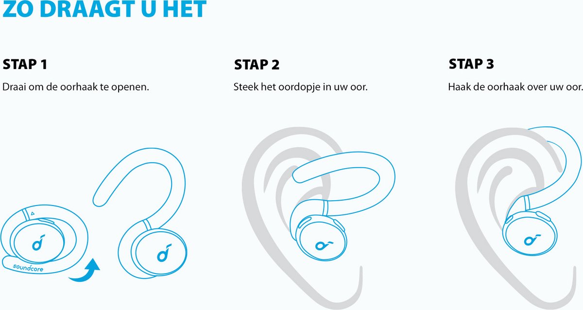 Soundcore by Anker, Soundcore Sport X10 draadloze Bluetooth 5.2 Workout - hoofdtelefoon, draaibare oorhaken, diepe bas, IPX7 waterdicht, zweetbestendig, 32 uur afspeeltijd, snel opladen, sportoordopjes, sportschool, hardlopen