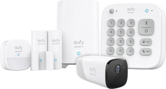 eufy Security - 6-Piece Alarm Kit - Wit,Beveiligingssysteem - Keypad - Bewegingssensor - 2 Raam-/deursensors + Eufycam 2 pro add-on