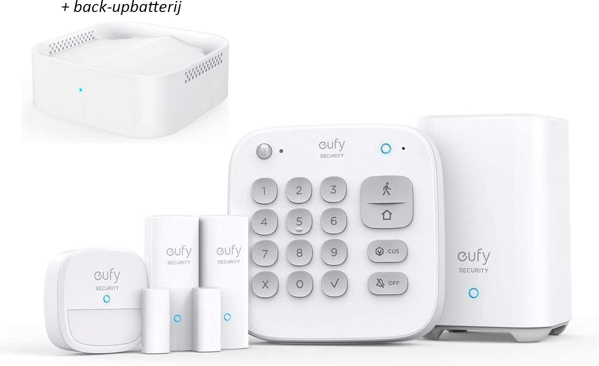 eufy Security - 6-Piece Alarm Kit - Wit,Beveiligingssysteem - Keypad - Bewegingssensor - 2 Raam-/deursensors + extra Back-upbatterij