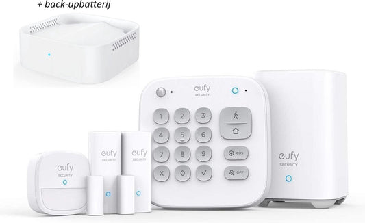 eufy Security - 6-Piece Alarm Kit - Wit,Beveiligingssysteem - Keypad - Bewegingssensor - 2 Raam-/deursensors + extra Back-upbatterij