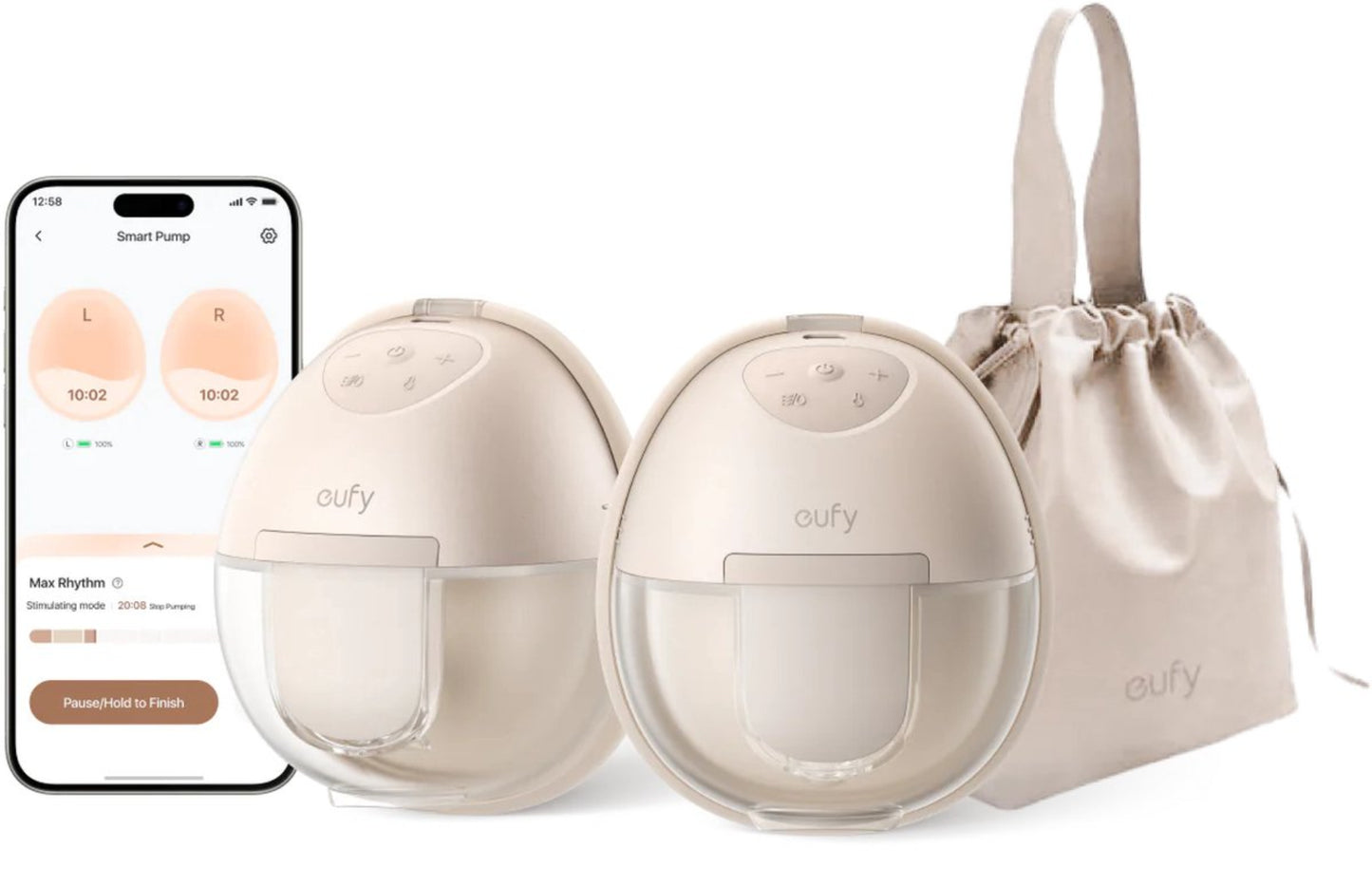 eufy Draagbare Borstkolf Breast Pump S1, handsfree elektrische borstkolf met verwarmingstechnologie, app-bediening, slim ritme, zuigkracht van ziekenhuiskwaliteit, discreet, lekvrij en ultra-rustig
