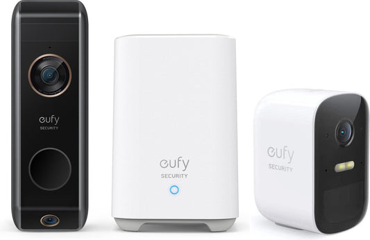 Eufy Video Deurbel Dual 2 Pro inclusief 2K dubbele deurbelcamera + Eufy 2C beveiligingscamera - (beweegbare camera) Bundel