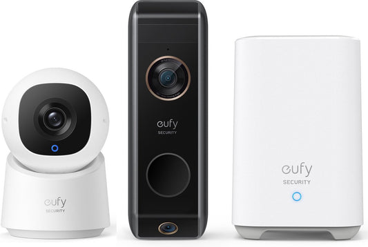 eufy Dual 2 Pro Doorbell 2K Draadloze Video Deurbelset inclusief verstelbare camera + Indoor Cam C220