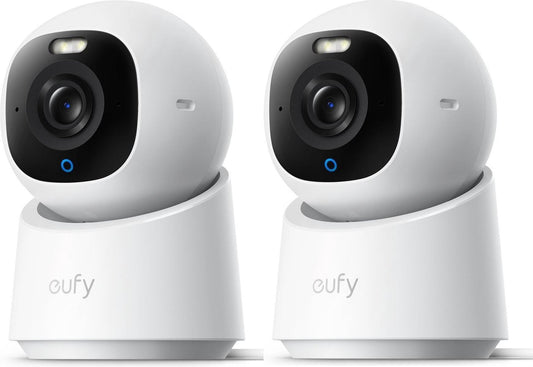 Eufy Security Indoor camera E30 2 stuks – Indoor Cam - 4K UHD – Pan & Tilt – AI Mens- en Huisdierdetectie – Kleurennachtzicht – Compatibel met Apple HomeKit – Tweewegcommunicatie – Lokale Opslag – Geen Abonnementskosten