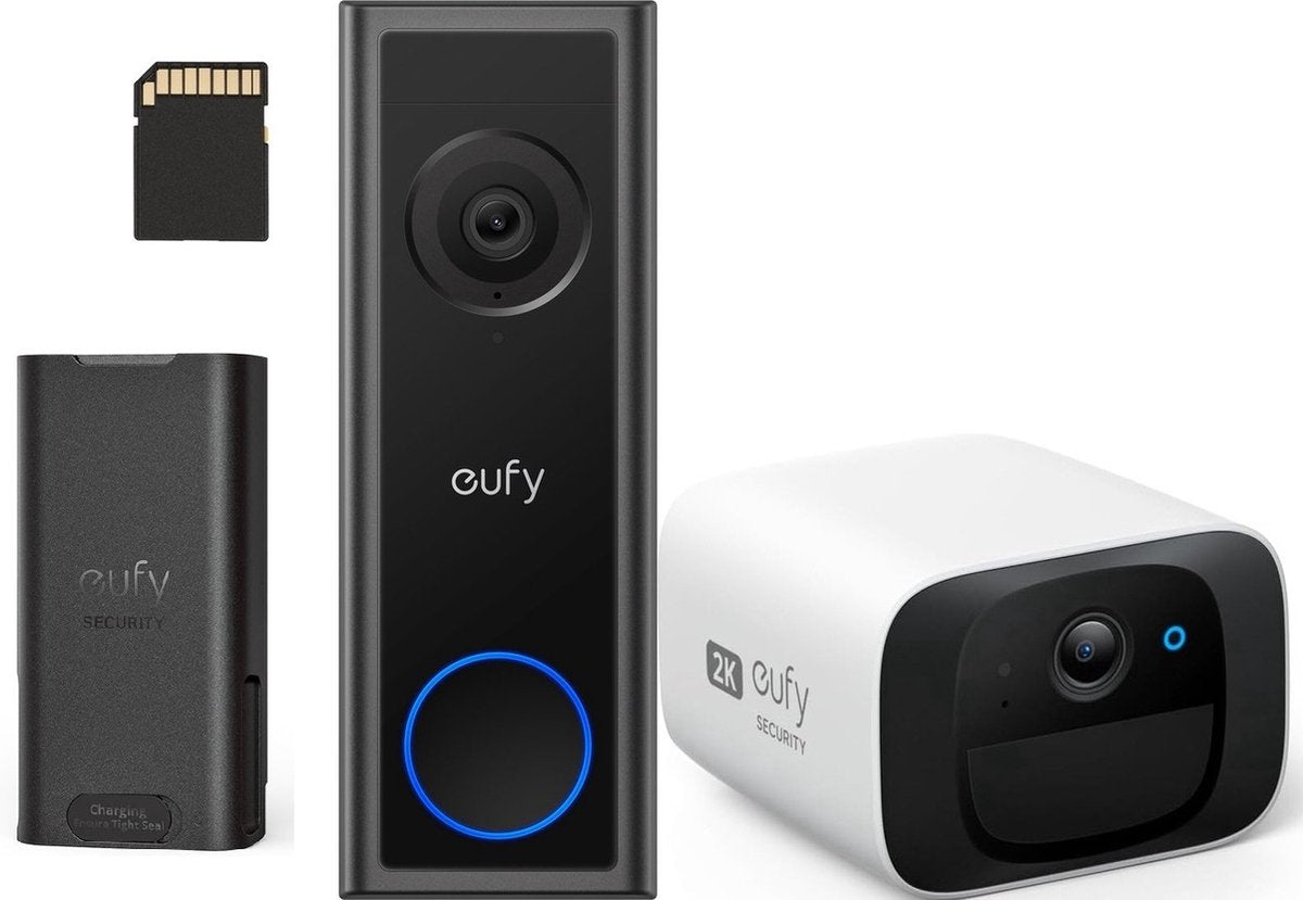 Eufy Videodeurbel C31 Incl. 32G SD-kaart | Nieuw 8719925783494 1 zowel bedraad als op accu | 2K FHD +SoloCam C210 Wireless Outdoor Camera- geen Homebase nodig doorbell set