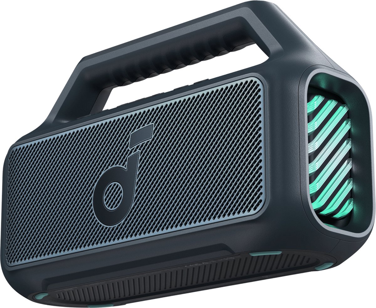 soundcore Boom 2 Outdoor Speaker, 80W, Subwoofer, BassUp 2.0, 24H Playtime, IPX7 Waterproof, Floatable, RGB Lights, USB-C, Custom EQ, Bluetooth 5.3, Portable For Outdoors, Camping, Beach, and Backyard-Blauw