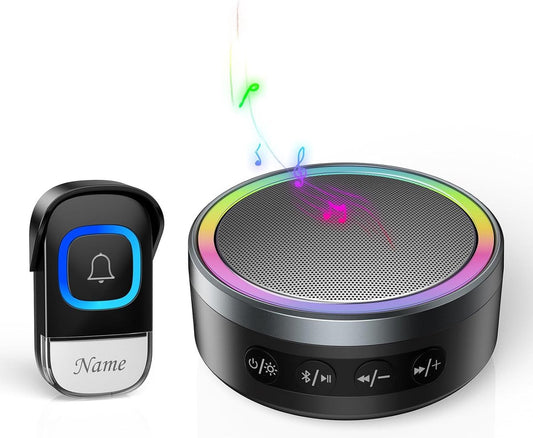 TECKNET Draadloze Bluetooth speaker met deurbelfunctie - Oplaadbaar met RGB Licht - Bereik tot 400M - 100dB / Mute Mode