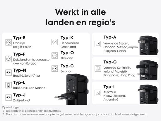 Anker Nano reisadapter, USB-stekker 5-poorts stroomadapter met 1 AC, 2 USB-A en 2 USB-C poorten, slimme temperatuurregeling, compatibel met alle landen en regio’s, ideaal voor op reis - zilver
