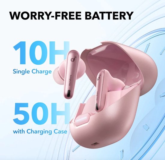 soundcore Liberty 4 NC - Wireless Noise Cancelling Earbuds (Roze) - 98.5% Noise Reduction - draadloze oordopjes - Adaptive Noise Cancelling to Ears and Environment - Hi-Res Sound - 50H Battery