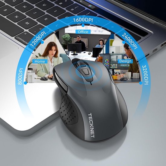 TeckNet Pro Bluetooth Wireless Mouse | 3200DPI / 5 levels - Gray