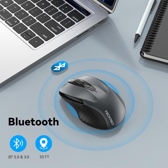 TeckNet Pro Bluetooth Wireless Mouse | 3200DPI / 5 levels - Gray