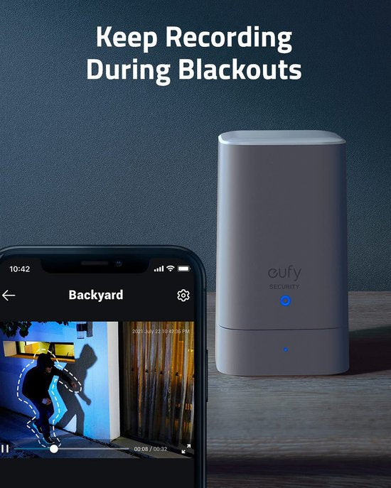 eufy Back-upbatterij voor HomeBase 2, continue voeding bij stroomuitval en noodgevallen, back-upbatterij voor eufy Security-systeem, compatibel met eufy Homebase 2, extra batterij en bescherming