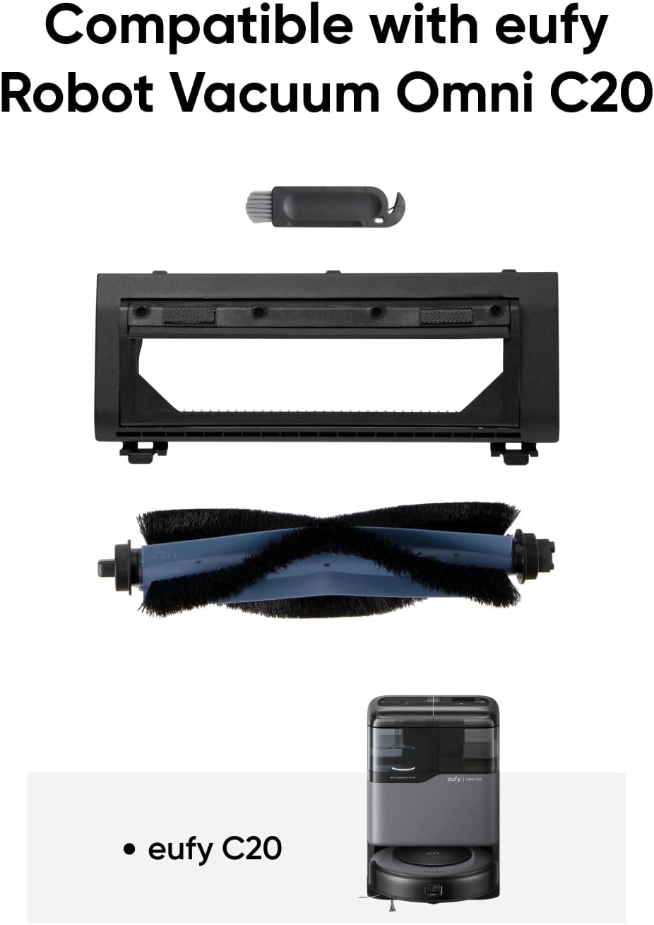Eufy Accessoires voor Robotstofzuiger Omni C20 – 1 rolborstel, 1 borsteldeksel en 1 reinigingshulpmiddel.