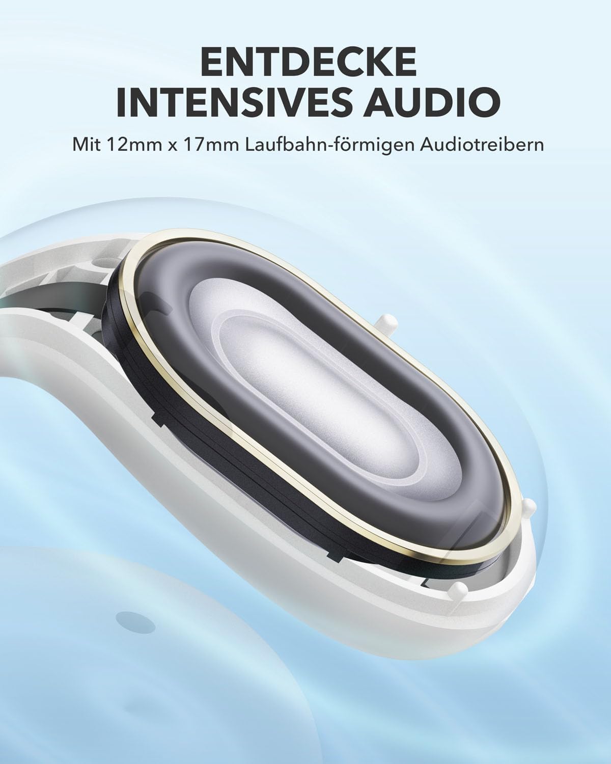 Soundcore C30i, oortelefoons met klem van Anker, heldere audio, zekere pasvorm, waterbestendig, comfortabel, open-ear oordopjes, helder Wit, compatibel met hoofdtelefoons