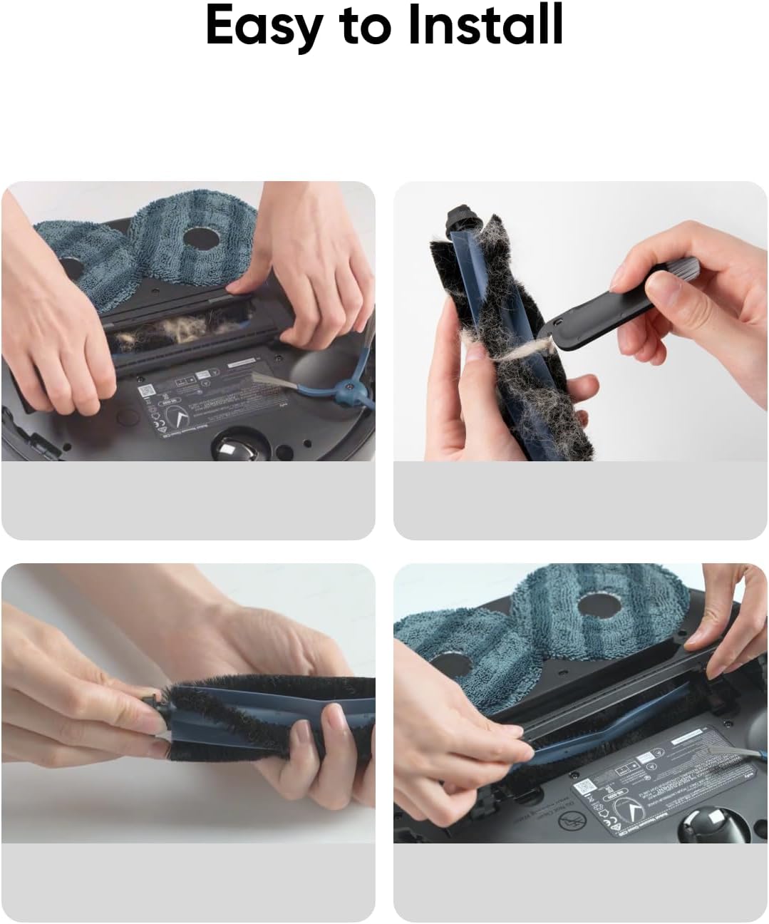 Eufy Accessoires voor Robotstofzuiger Omni C20 – 1 rolborstel, 1 borsteldeksel en 1 reinigingshulpmiddel.