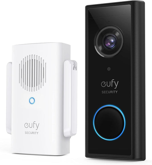 eufy Security, Zwart en wit,Draadloze videodeurbel (op batterij) met 2K HD