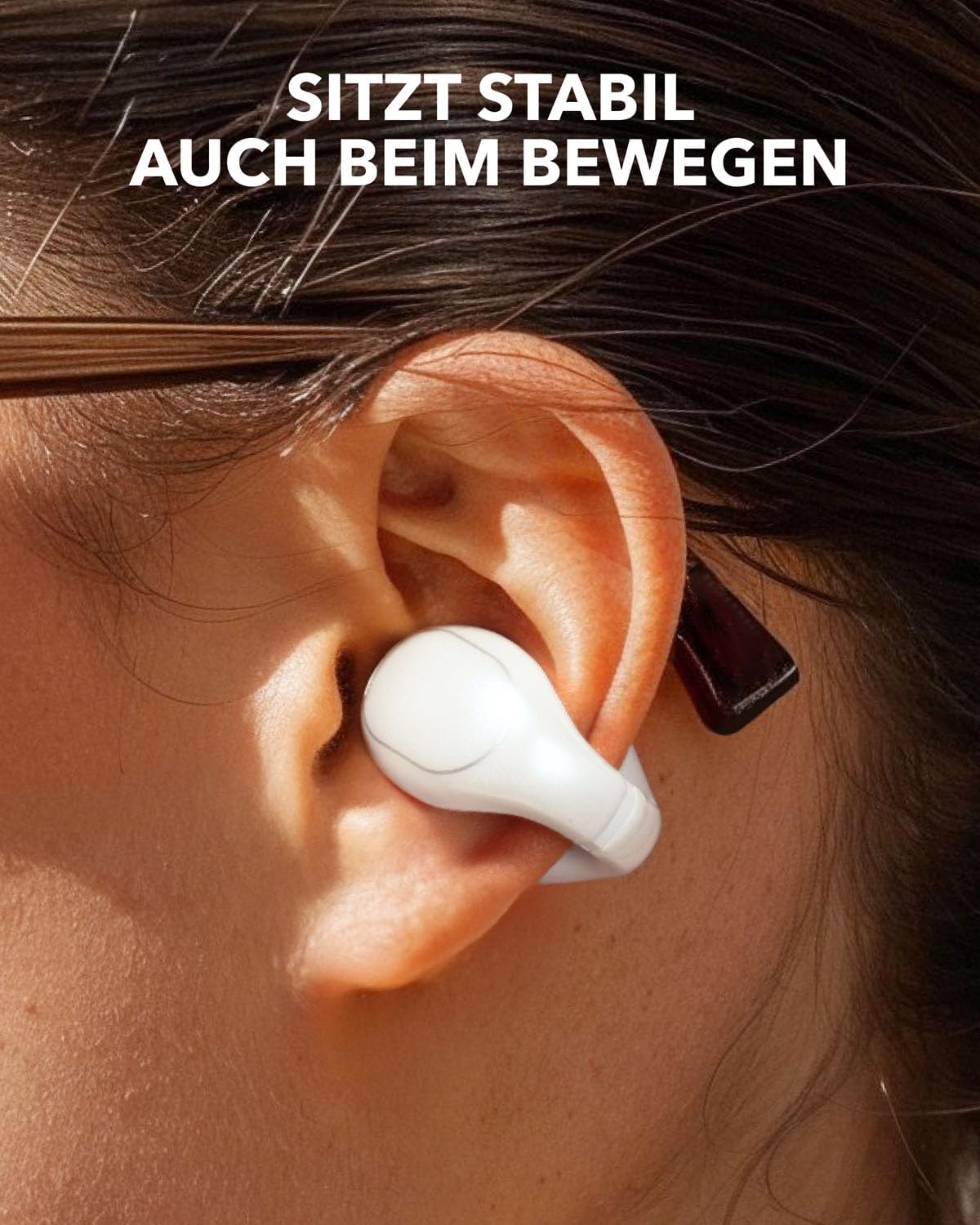 Soundcore C30i, oortelefoons met klem van Anker, heldere audio, zekere pasvorm, waterbestendig, comfortabel, open-ear oordopjes, helder Wit, compatibel met hoofdtelefoons