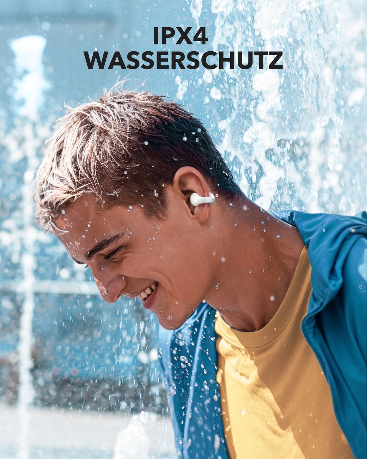 Soundcore C30i, oortelefoons met klem van Anker, heldere audio, zekere pasvorm, waterbestendig, comfortabel, open-ear oordopjes, helder Wit, compatibel met hoofdtelefoons