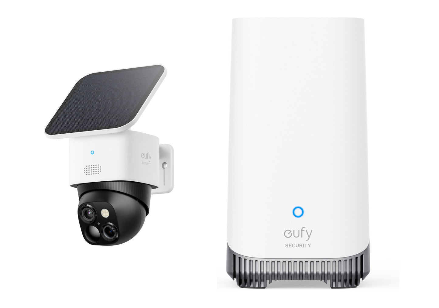 eufy Security S340 Solocamera – SoloCam - Draadloze 3K beveiligingscamera voor buiten met dual-lens - Wit + eufy Security HomeBase 3 S380 basissysteem – Homebase - 16 GB opslag, uitbreidbaar tot 16 TB - Wit