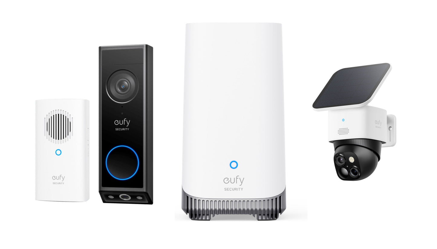 Eufy Security E340 Video Deurbel met Chime – Zwart met Wit Chime + eufy Security S340 Solocamera – Wit + eufy Security HomeBase 3 S380 basissysteem – Homebase - Wit